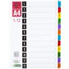 D.RECT Registro laminato A4 per documenti, schede, 1-12, codificato a colori