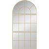 HOMCOM Specchio da parete ad arco, a forma di finestra, cornice in metallo 76 x 150 cm Oro | Aosom Italy