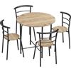 HOMCOM Set Tavolo da Pranzo Rotondo con 4 Sedie Salvaspazio in Legno e Metallo Stile Industriale | Aosom Italy