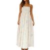 vewoza - Maxi abito estivo da donna, stile bohémien, prendisole con stampa carina, linea ad A, per feste, con spalline sottili, H-blu, M