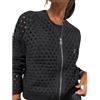 Whimsyard Giacca da donna lavorata a maglia con cerniera e ritagli, Cardigan maglione da donna con cerniera all'uncinetto, Top in maglia traforata da donna, Top all'uncinetto capispalla lavorato a