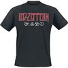 LED Zeppelin Logo & Symbols Uomo T-Shirt Nero XL 100% Cotone Regular