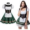 maxToonrain Vestito da donna sexy da donna, a maniche corte, in velluto, tradizionale bavarese, per Halloween, travestimento da cameriera (verde, M)