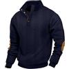 EndoraDore Felpe da Uomo Jacquard Casual a Maniche Lunghe Pullover Maglieria con Bottoni Colletto Regular Fit Sweatshirts Blu Navy L