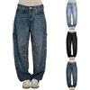 PAIDAXING Jeans a barile da donna UK Suquin Strass Vita media Bassa Jeans larghi Gamba Larga Glitter Oversize Harem Pantaloni da donna Plus Size Spaekly Y2K Boyfriends Denim Pantaloni con tasche