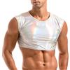 Amy Coulee Maglia muscolare da uomo senza maniche lucido Crop Top