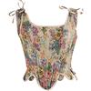 Antermaxier Donne Vintage floreale stampa gilet fiore ricamo modello stretto coulisse Tie-up serbatoio Bustier Corsetto