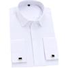 REHJJDFD Camicia classica da uomo tinta unita con abbottonatura coperta formale Business Standard-Fit camicia a maniche lunghe, bianco, M