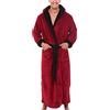 SkotO Accappatoio da uomo, lungo, in spugna, con cappuccio, bicolore, Colore: rosso, XXXXXL