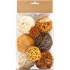 CIR OASES Set di 6 palline decorative autunnali per riempire vasi e vasi, set di 6 palline di vimini in rattan di colore naturale, centrotavola, sfere decorative per vasi, riempitrice per centrotavola