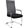 CLP Sedia Cantilever Con Braccioli Brenda I Sedia Sbalzo In Rete E Metallo I Sedia Ospiti Conferenze Imbottita I Sedia Ufficio Max Carico 110 KG Colore:nero