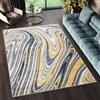 TAPISO Shine Tappeto Soggiorno Pelo Corto Filo Dorato Design Moderno Motivo Astratto Sfumato tonalità Dorato Blu Salotto Camera Letto Sala Ufficio Oeko-Tex 80 x 150 cm