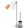 diceevil Piantana Portarotolo e Scopino, Acciaio Inox Piantana Portascopino e Rotolo con Spazzolino WC, Porta Carta Igienica Bagno in Piedi (Argento Spazzolato)