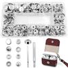DHSWNNG 300 Bottoni Automatici a Pressione, Bottoni a Pressione Metallo da 15mm con Strumento Bottoni Pressione Cuoio di Fissaggio a Scatto per Cuoio Camicia Zaini Cappello Fai Da Te