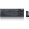 Lenovo Professional Combo Mouse + Tastiera AI - Italia, tastiera full-size ricaricabile con tasto Copilot e layout IT + mouse 4000 DPI, dual wireless 2.4GHz/Bluetooth, ricevitore USB-A