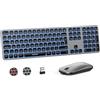 seenda Tastiera e mouse wireless, retroilluminazione a 3 colori (rosso-bianco-blu), ultra sottile ricaricabile retroilluminato silenzioso USB tastiera e mouse set completo QWERTY UK per PC Windows