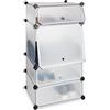 Relaxdays Scarpiera in Plastica, 4 Scomparti Chiusi, 91x49x36,5 cm, Scaffale 8 Paia di Scarpe, Componibile, Trasparente