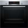 Bosch HBA514BS3 Serie 4 - Forno da incasso 60 x 60 cm, controllo display LED, aiuto per la pulizia idrolitica, aria calda 3D per una cottura uniforme su 3 livelli, riscaldamento rapido, acciaio inox