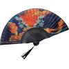 GFM® Ventaglio pieghevole in seta di bambù giapponese cinese per estate, matrimonio, bomboniera (FLSLK-MR-E) (F17-Two Cranes Longevity) (FLSLK-F17-01)