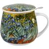 DUO ART GALLERY - Bicchiere da 430 ml con colino da tè IRISES inspired by Van Gogh, New Bone China China