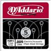 D'Addario Corda Singola Pl009-5 in Acciaio per Chitarra.009, Set di 5 Corde