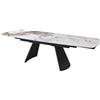 Dimo Tavolo Allungabile Finlay 200 - 280 x 100 H 76 cm - Piano in Ceramica Beige Marrone con Gambe Nere