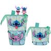 Disney Lilo e Stitch Aloha-Astuccio Cute + 2 Penne Gel Cancellabili, Blu, 11,5 x 17 cm