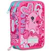 Mitama Astuccio Scuola 3 Scomparti, CUTIECAT, Contenuto 47 pz, Completo di Matite, Pennarelli, Portapenne Scuola Elementare Bambina