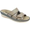 3Rose 130 Ciabatte Donna con Doppia Fascia Regolabile a Strappo Stampa Zebrata - Pantofole Casa e Outdoor Glitterate - Estivi Comfort Anatomico Zeppa 4,5cm Plantare Estraibile Vera Pelle (Beige, 35)