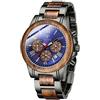 VICVS orologio da uomo in legno e acciaio inossidabile, cronografo 3 quadranti cronografo al quarzo per il tempo libero orologio da uomo multifunzione in legno, fatto a mano (walnut)