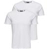 Only & Sons Onsbasic Slim O-neck 2-pack Noos T-shirt, Uomo, Bianco, M