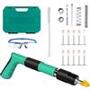 SQLJYU Pistola Sparachiodi Manuale Kit, Spara Chiodi per Cemento e Ferro, Chiodatrice, Sparachiodi Aria Compressa, con Occhiali di Sicurezza e 10 Chiodi Tondi, per Cemento e Ferro Ecc.