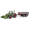 bruder 02182 - Trattore Fendt Vario 211 con caricatore frontale e rimorchio posteriore, Veicoli Agricoltura, Bulldog, Trattore, Rimorchio, Ribaltabile, Giocattoli dai 3 anni in su