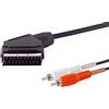 1aTTack.de 1 x 2 m - Cavo audio SCART a 2 RCA Cavo adattatore audio stereo da spina SCART a RCA per TV, ricevitore DVD, sistema stereo, nero