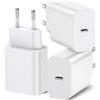 BHHB 20W Caricatore USB C, Blocco di Alimentatore Spina Sviluppato per A-pple, Presa USB C compatibile con i-Phone 17/16/15/14/13 Plus Pro Max Mini, Air-Pods i-Pad, Samsung Galaxy S25/24/23(3 Pezzi)