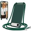 Jrkvniv Cover per iPhone 17 Air con Cordino, Morbido TPU Silicone Case con Laccio Tracolla, Regolabile e Rimovibile, Antiurto AntiGraffio Case per iPhone 17 Air, Verde