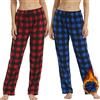 YUSHOW Pigiama, pantaloni da donna in pile a quadri, morbidi, comodi, per dormire, 1-2 pezzi, Blu Nero+rosso Nero, S