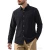 Volemo Camicia Uomo Cotone Lino Camicie Maniche Lunghe Spiaggia Shirt Nero S