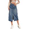 PYTRXGBO Gonna da donna retrò biforcata blu lunga skinny matita jeans gonna a vita alta dritto denim gonna, Blu, M