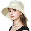 Comhats SIGGI Donna Estate Cappello Da Sole Tesa Largo Di Cotone Upf 50 + Pieghevole Copertura Mento Cordone Moda