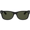 Ray-Ban RB2132 New Wayfarer - Occhiali da sole unisex adulto, Nero opaco (Black Rubber), 52 mm