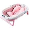 SONARIN Vasca da Bagno Pieghevole per Bambini con Indicatore di Temperatura,Vaschetta Bagnetto Antiscivolo Portatile con Cuscino e Tappo di Scarico per Neonati,Bambini Piccoli(Rosa)