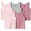 Amazon Essentials Canottiera Intima in Jersey di Cotone Bambine e ragazze, Pacco da 5, Malva, Rosa Pallido, Grigio Mélange, 9-10 anni