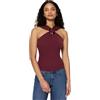 Amazon Essentials Top a Costine con Scollo all'Americana e Dettagli in Resina, Vestibilità Aderente Donna, Bordeaux Scuro, M