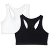 Amazon Essentials Top Corto in Jersey di Cotone con Spalline Incrociate sulla Schiena, Primo Reggiseno Bambine e ragazze, Confezione da 2, Nero/Bianco, 9 anni