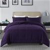 DOWNCOOL Set di biancheria da letto per tutte le stagioni, trapuntato, con 2 federe, set da 3 pezzi, colore: viola