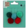 Toga D.I.Y with Toga 5 pompon rotonde, Cotone, rosso e verde, 2 cm