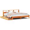 vidaXL Letto in legno massiccio con ripiano senza materasso Wax brown 200x200 cm