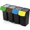 KADAX 4x contenitore per rifiuti 25L contenitore per rifiuti per la raccolta differenziata Secchio nero