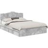 vidaXL Letto contenitore grigio cemento 150 x 200 cm materiale a base di legno
